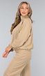 Beige Oversized Sweater met Rits