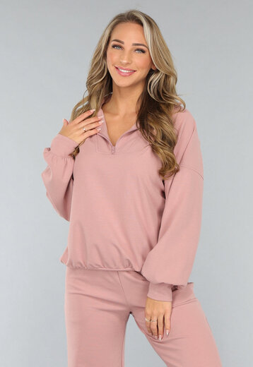 Oudroze Trui met Rits Detail