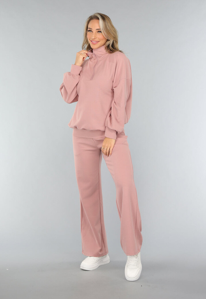 Oudroze Trui met Rits Detail