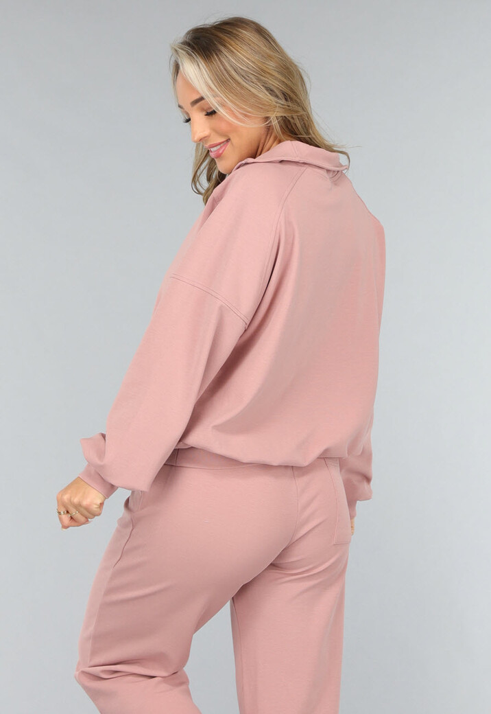 Oudroze Trui met Rits Detail