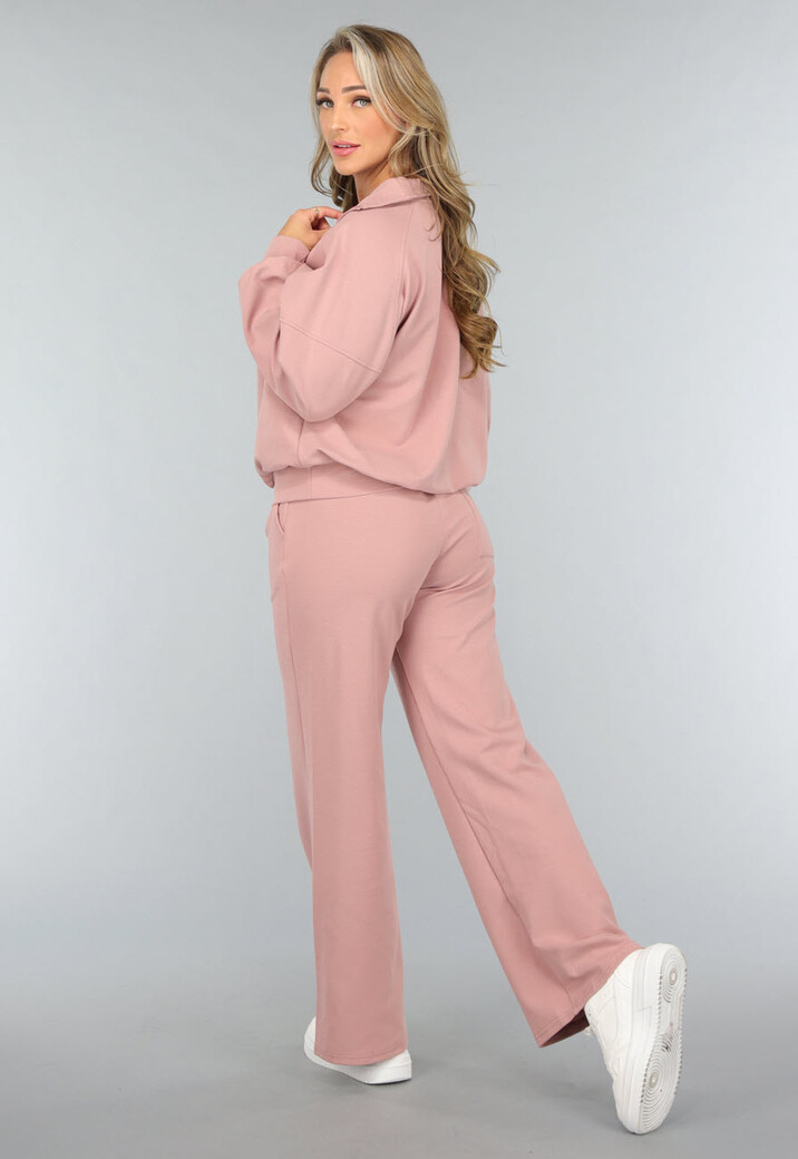 Oudroze Trui met Rits Detail