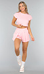Roze Sportshort met Elastische Tailleband