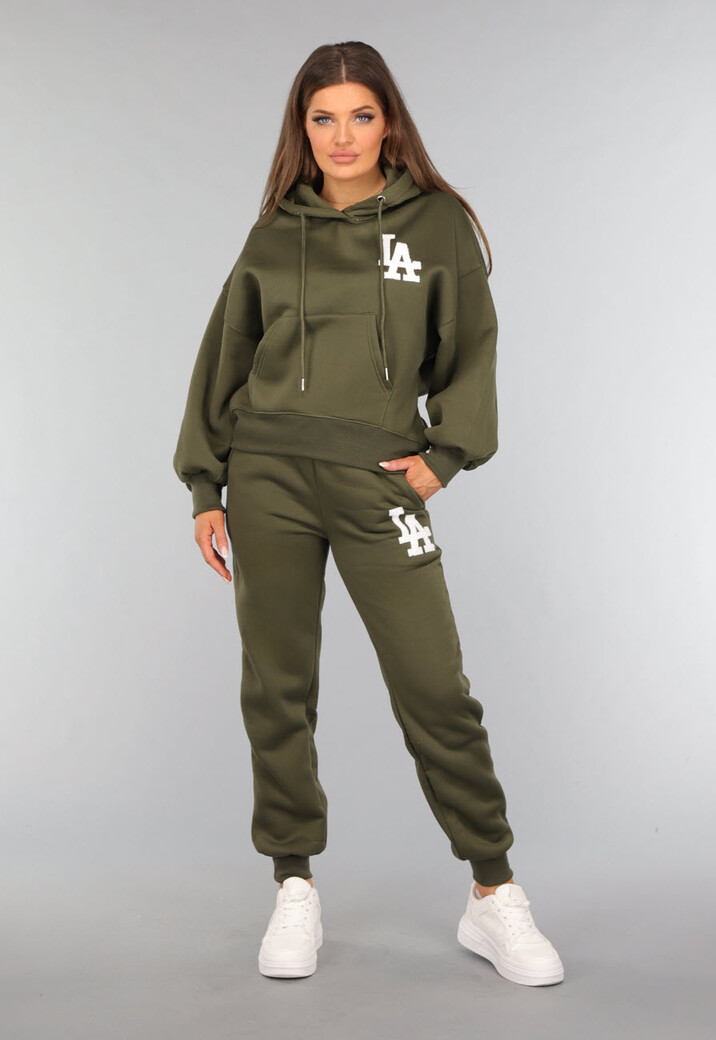 Khaki Joggingpak met Tekst