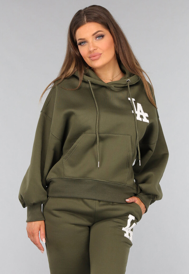 Khaki Joggingpak met Tekst