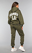 Khaki Joggingpak met Tekst