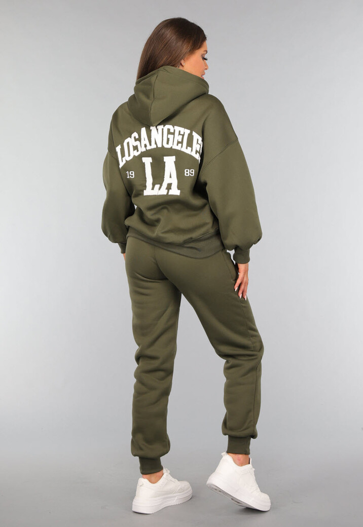 Khaki Joggingpak met Tekst