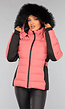 Koraalkleurige Donsjas met Imitatiebont