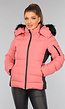 Koraalkleurige Donsjas met Imitatiebont