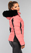 Koraalkleurige Donsjas met Imitatiebont