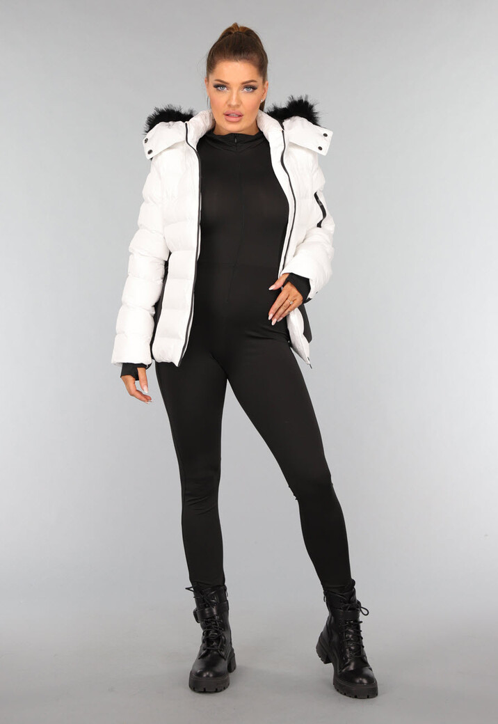 Witte Ski Jas met Namaakbont