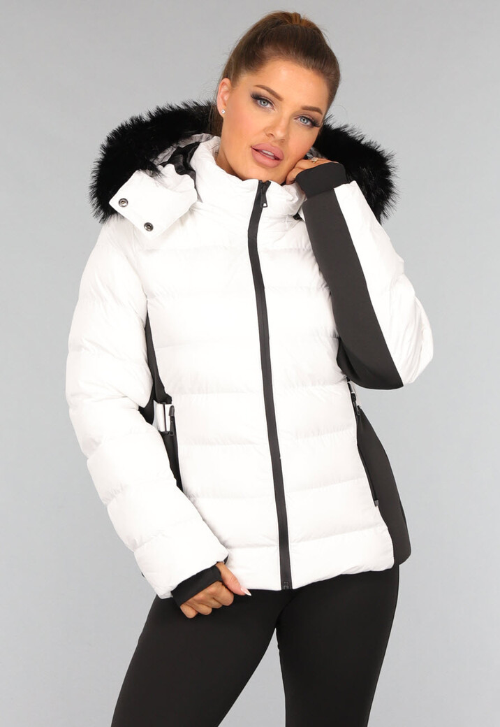 Witte Ski Jas met Namaakbont