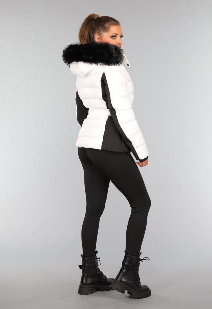 Witte Ski Jas met Namaakbont