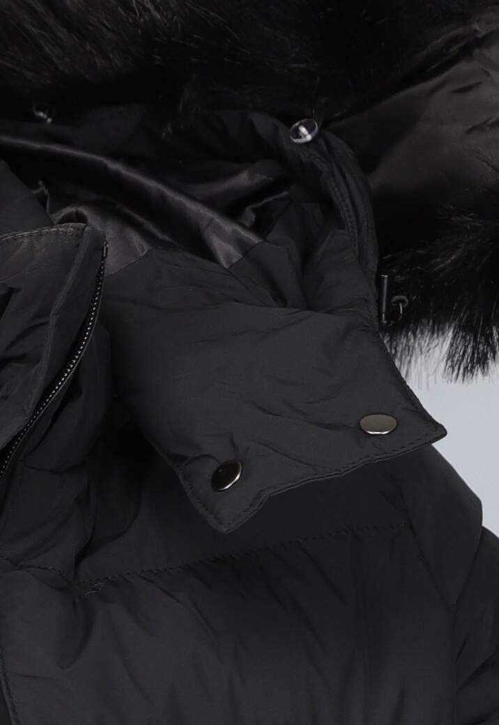 Zwarte Gewatteerde Jas met Hoge Kraag
