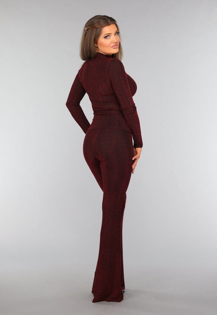 Stretchy Tall Flared Broek met Rode Glitter