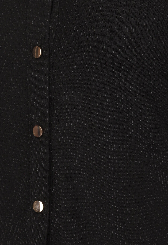 Zwarte Glitter Blouse met Gouden Knopen