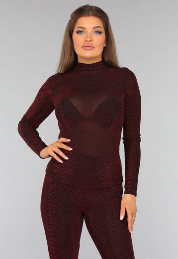 OP=OP! Rode Longsleeve Top met Zigzag Patroon