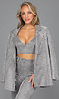 Oversized Zilveren Glitter Blazer