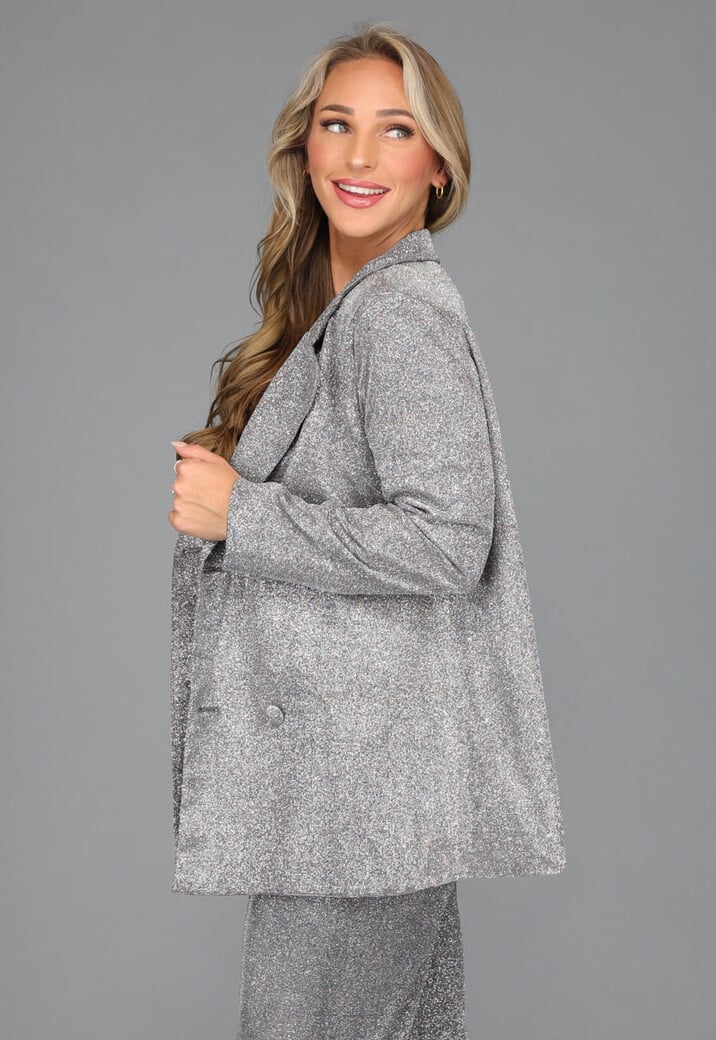 Oversized Zilveren Glitter Blazer