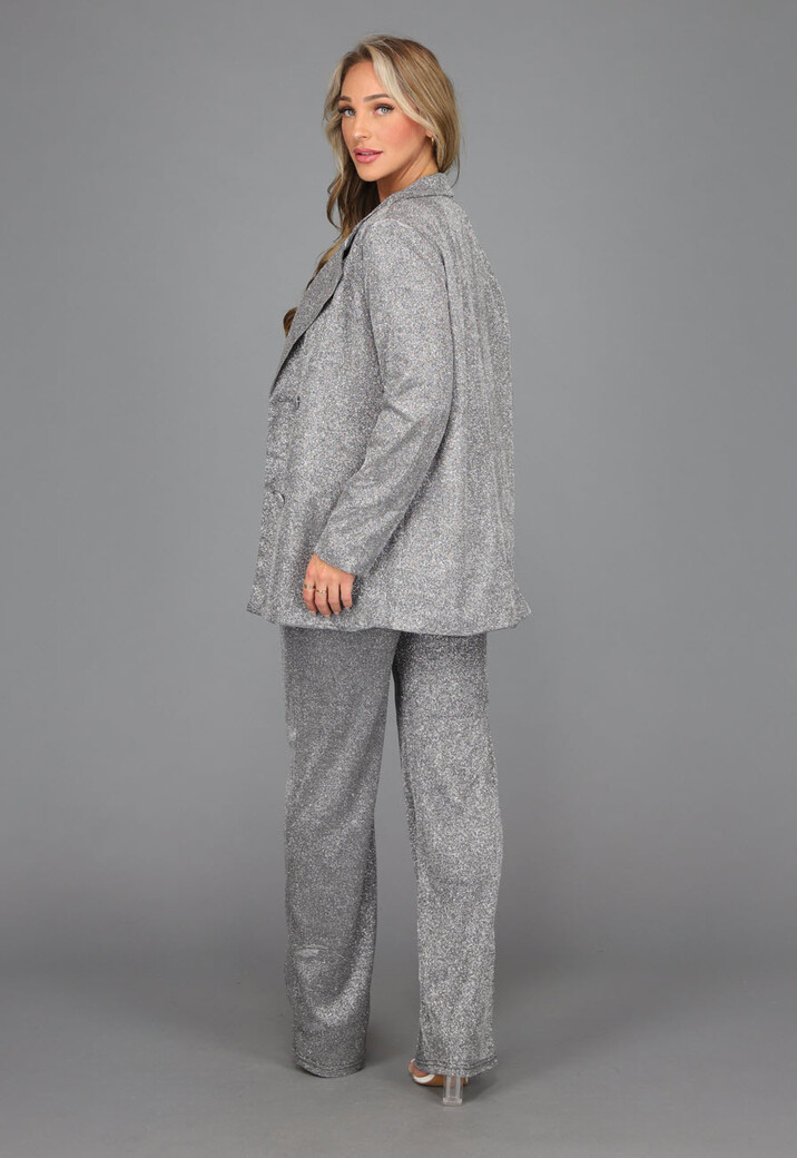 Oversized Zilveren Glitter Blazer
