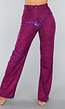 Holografische Paarse Glitter Pantalon