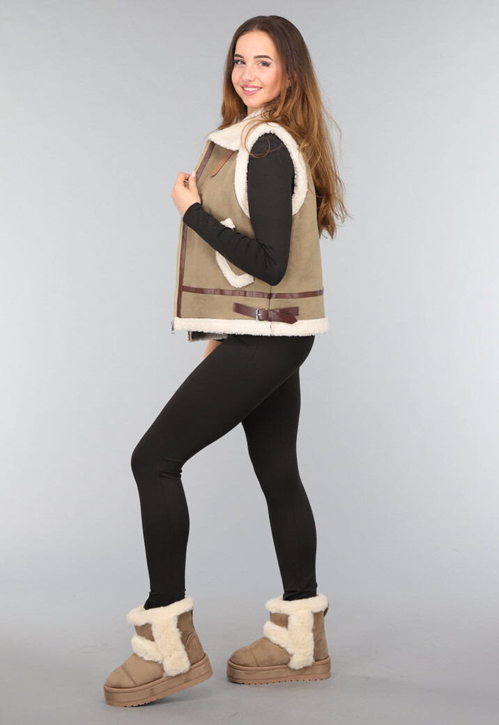 Bruine Faux Fur Boots met Plateau