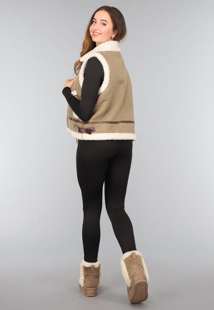 Bruine Faux Fur Boots met Plateau