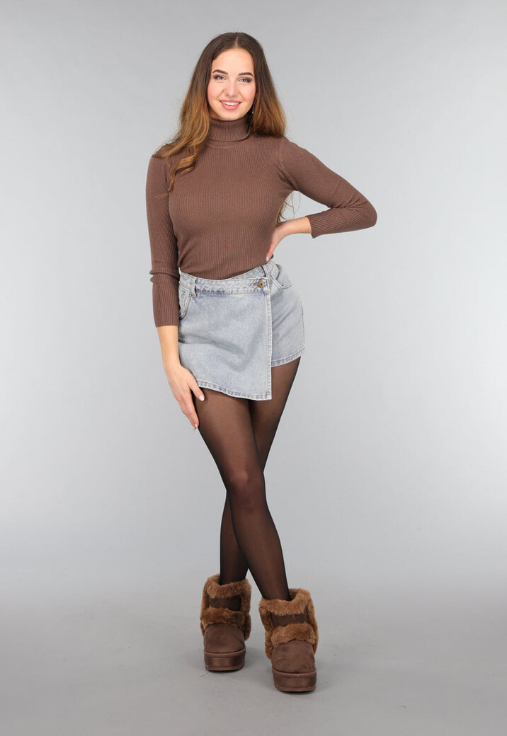 Donkerbruine Fluffy Snowboots