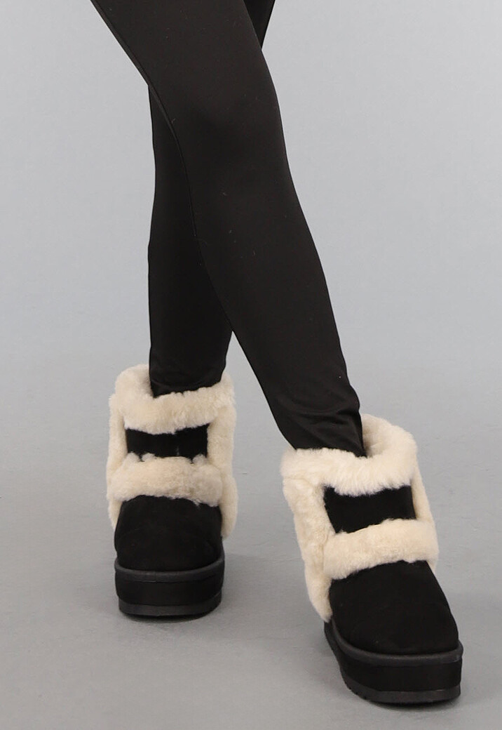 Zwarte Teddy Boots met Dikke Zool