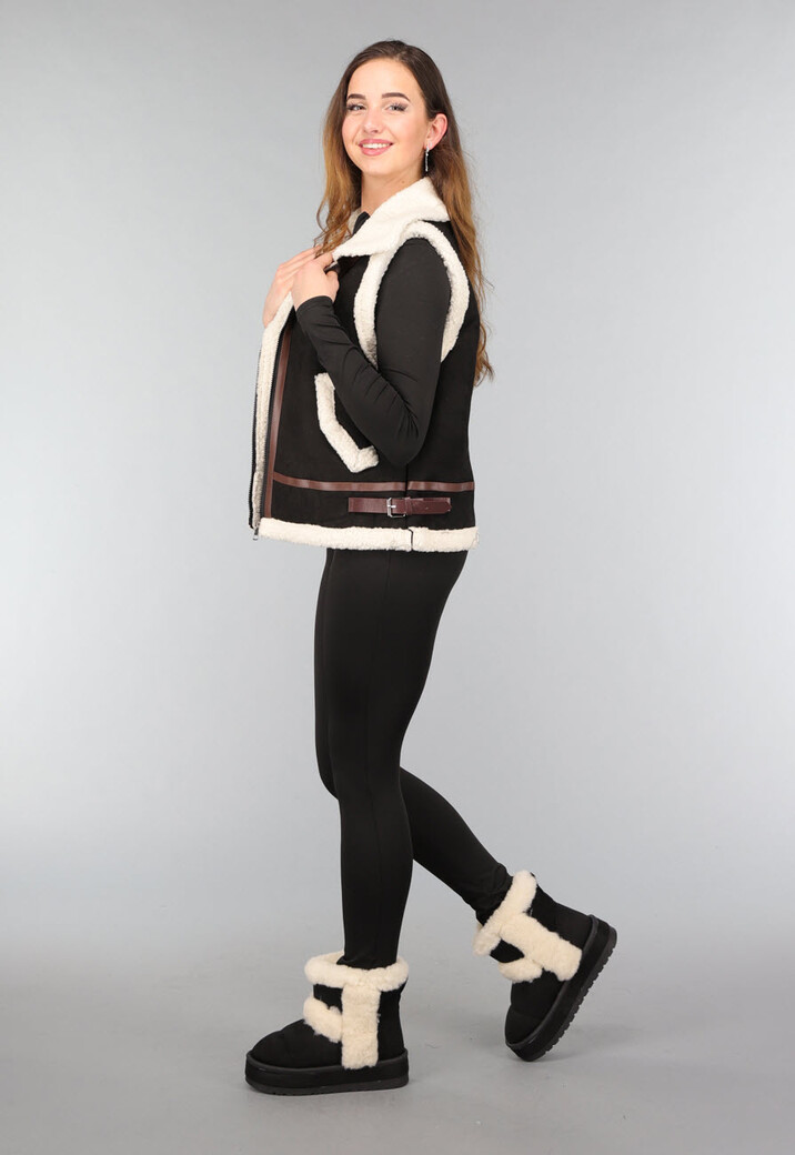 Zwarte Teddy Boots met Dikke Zool