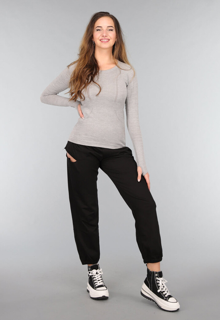 Grijze Stretchy Longsleeve Sporttop