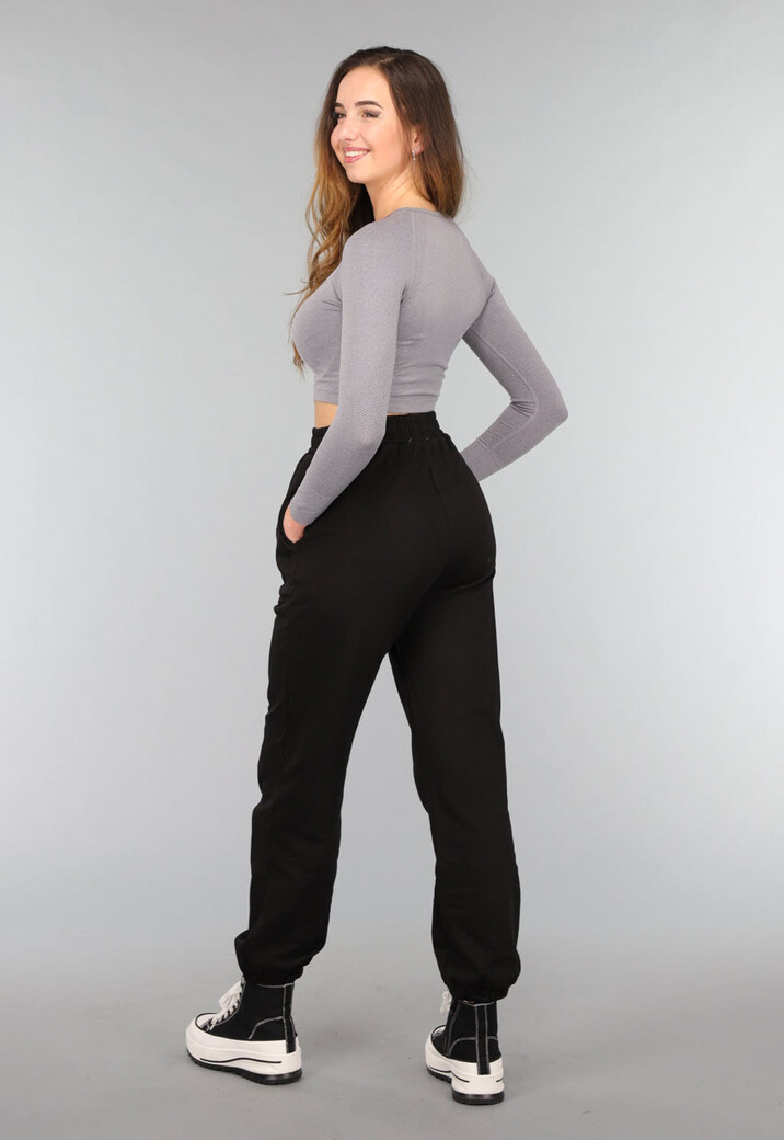 Grijze Longsleeve Cropped Sporttop