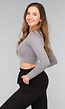 Grijze Longsleeve Cropped Sporttop
