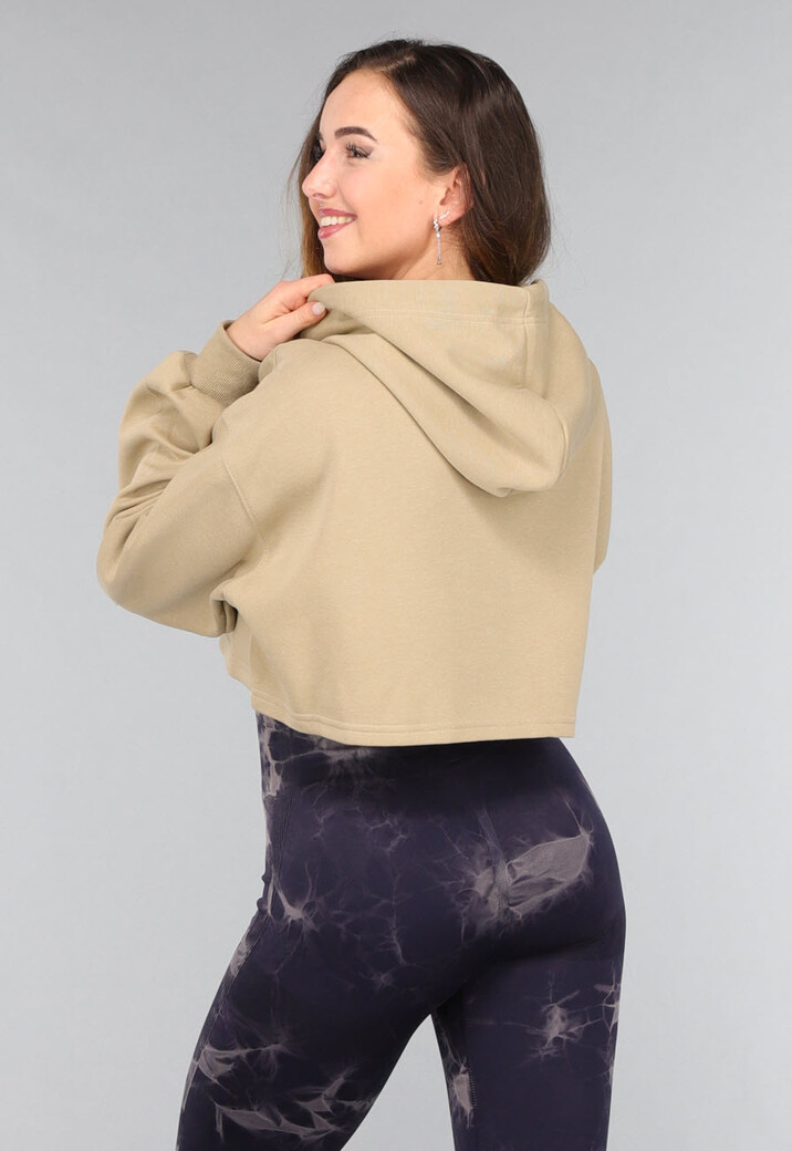 Khaki Cropped Sweater met Capuchon