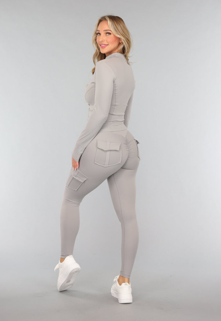 Grijze Longsleeve Fitness Set met Duimgaten