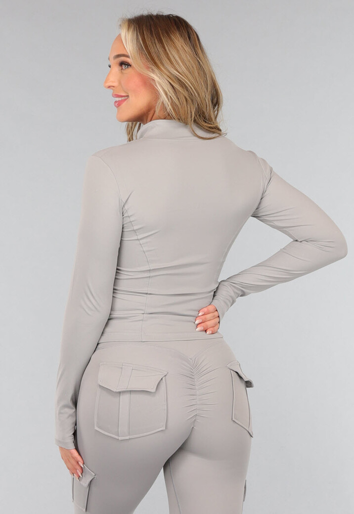 Grijze Longsleeve Fitness Set met Duimgaten