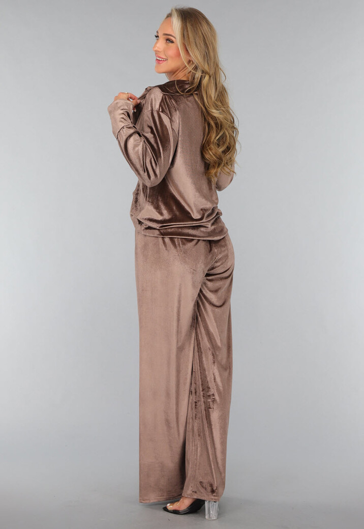 Velvet Taupe Wide Leg Two Piece