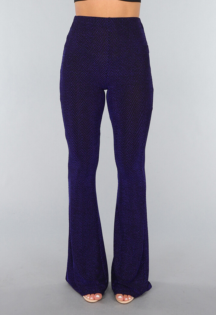 Blauwe Glitter Flair Broek in Tall Model