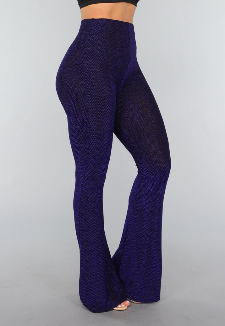 Blauwe Glitter Flair Broek in Tall Model
