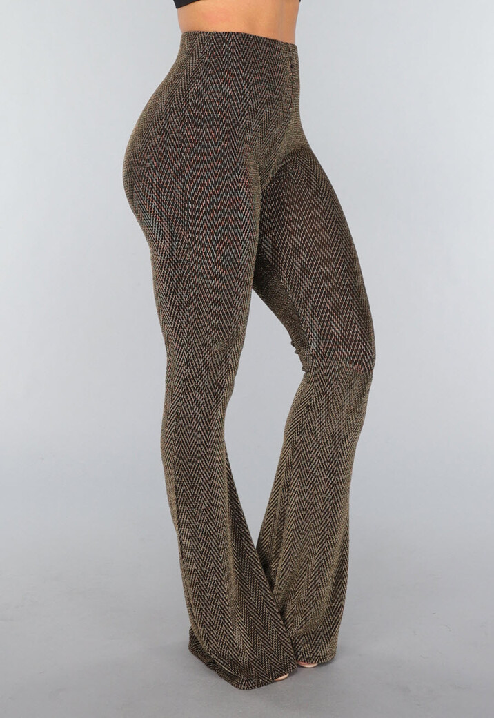 Gouden Tall Flair Broek met Zigzag Patroon