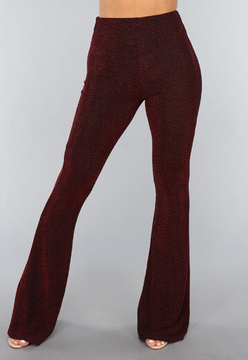 Stretchy Tall Flair Broek met Rode Glitter