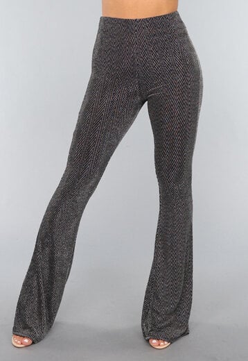 Zilveren Elastische Tall Flared Broek