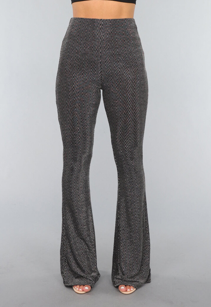 Zilveren Elastische Tall Flared Broek