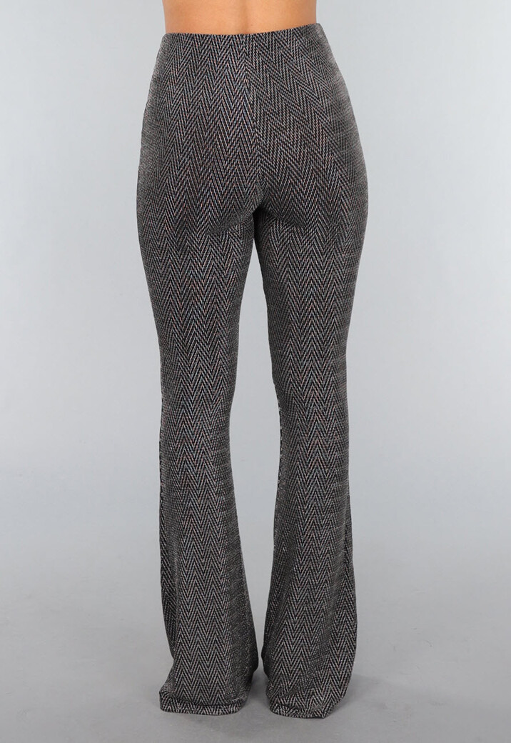 Zilveren Elastische Tall Flared Broek