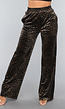 Velvet Wide Leg Broek met Panterprint