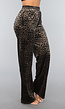 Velvet Wide Leg Broek met Panterprint