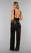 Velvet Wide Leg Broek met Panterprint