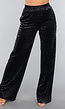 Navy Velours Pantalon met Panterprint