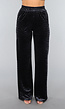 Navy Velours Pantalon met Panterprint