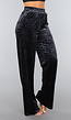 Navy Velours Pantalon met Panterprint