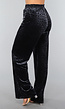 Navy Velours Pantalon met Panterprint